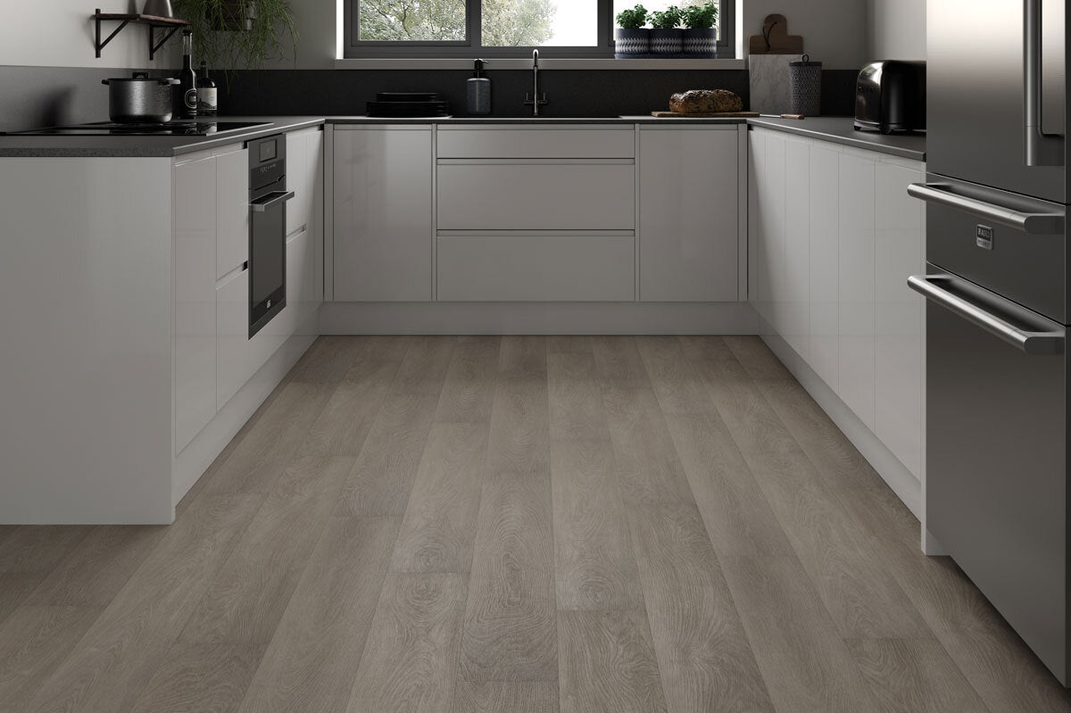 Spectra Luxury Gluedown Vinyl Flooring Light Grey Oak Plank