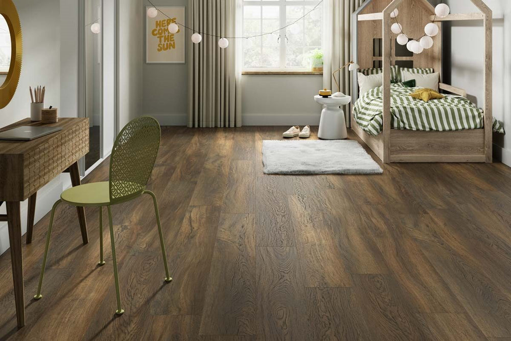 Spectra Luxury Gluedown Vinyl Flooring Mocha Grain Oak Plank