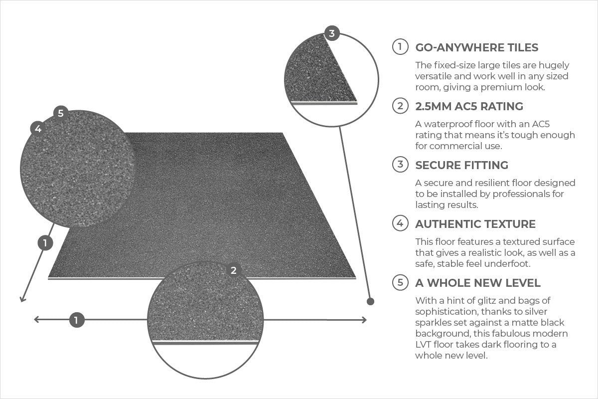 Spectra Midnight Sky Stone Tile Luxury Glue Down Vinyl ...