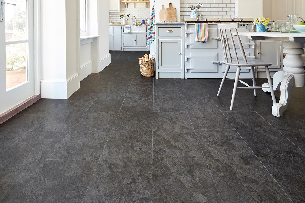 Spectra Slate Grey Tile Luxury Click Vinyl Flooring