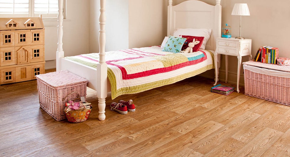 Grey wood effect sheet vinyl flooring living room roomset